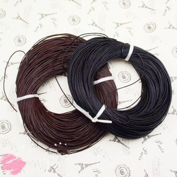 10Yds 1mm zwart/bruin lederen koorden String touw, sieraden Beading String, voor armband & halsband, DIY sieraden accessoire