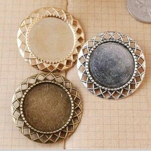 Wholesale 20pcs Handmade Brooch/Pin/Breast Pin Pendant Trays  -25mm Bezel Cabochon Settings - Pendant Tray Blanks