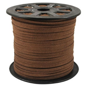 20Yds 3mm Brown Faux  Leather Suede Cord