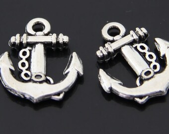 Wholesale 100pcs 15mmx18mm Antique Silver Tone/Antique Bronze Chain Anchor Bracelet Connector Charms Findings