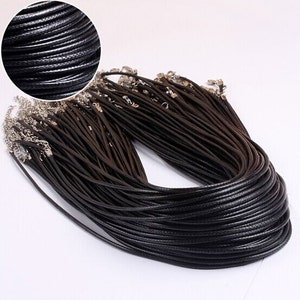 Wholesale 200pc 2mm Black Wax Snake Necklace Beading Cord String Rope,1.8inch Extender Chain,12mmx7mm Lobster Clasp,DIY Jewelry Beading Cord