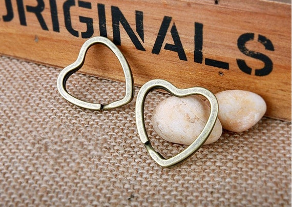 10pcs 35*25MM Vintage Antique Bronze/Silver tone Heavy Strong Heart Double Circle Clasp Connector Pendant Charm/Finding,Key Chain Ring
