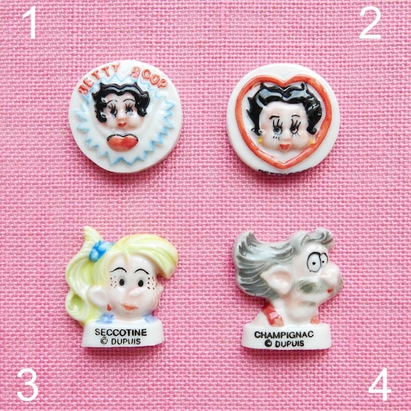 Feve BD Betty Boop 1993, Prototype Spirou, Figurine Miniature en Porcelaine, Petit Sujet, Décor de Gateau des Rois, Objet de Vitrine