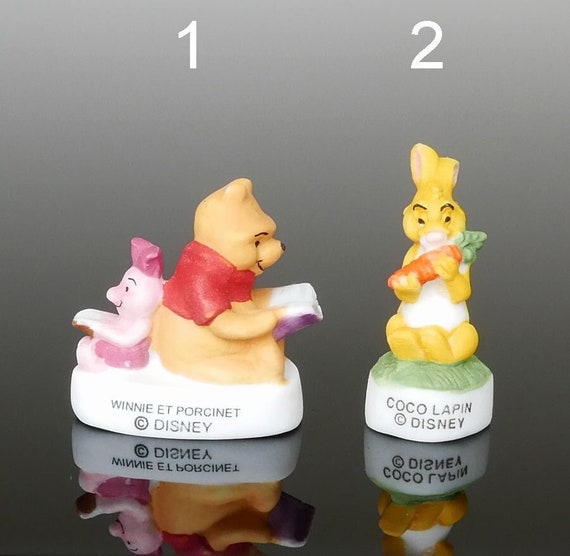 Vintage Miniature Figurine French Feve, Disney Winnie the Pooh Figure, 1  Bisque Dollhouse Décor, Small Statue, Cake Topper Charm 