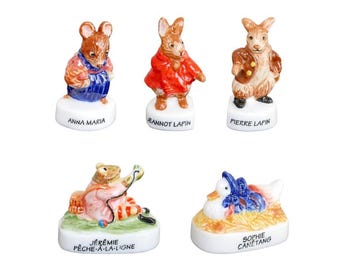 Vintage Porcelain French Feve: Beatrix Potter Prototype Figurines, Peter Rabbit Friends, Dollhouse  Miniature (1.25")