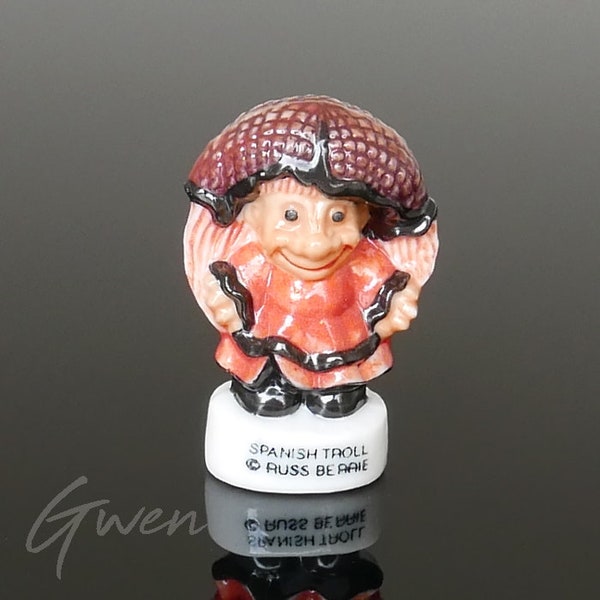 Feve Ancienne Russ Berrie Troll, Figurine Miniature en Porcelaine, Décor de Gateau des Rois, Objet de Vitrine, Accessoire de Poupée