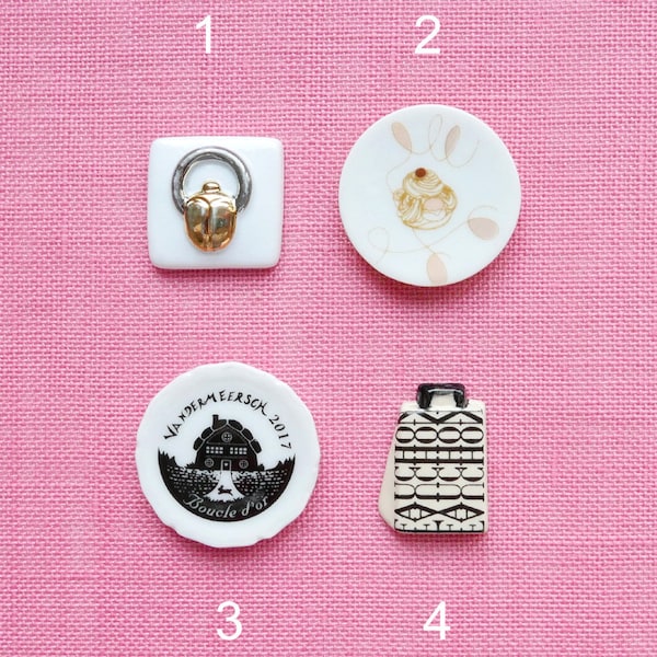 Vtg Miniature Figurine French Feve, Paris Lenotre Scarab, Mini Plate, Fauchon Handbag, Dollhouse Décor, Porcelain Cake Topper Charm