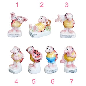 Figura en miniatura vintage de la marca French Feve, figura de mariquita, minimariquita rosa, decoración de casa de muñecas de porcelana de 1,25", adorno para tarta