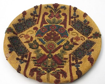 Vintage Beadwork Panel Craft Supplies Vintage Home Deco Beaded Cushion Cover Antique Collectables