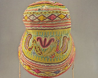 Vintage Turkmen Hat Babys Hat Central Asian Arts And Craft Hand Made Hat Ethnic Textiles Antique And Collectibles