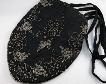 Antique Evening Purse Black Purse Old Textiles Cut Steel Beads Evening Bag Antiques Collectibles