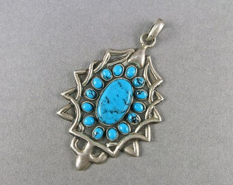 Vintage Turquoise Pendant In Sterling Silver Pendant Vintage Jewellery