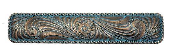 Americana Paisley Drawer Pull: Copper Patina Finish, Rustic Western Decor