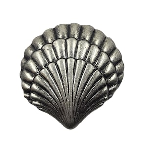 Nautical Seashell Cabinet Knob Drawer Door Pull Ocean Coastal Beach Home Kitchen Hardware Silver Finish