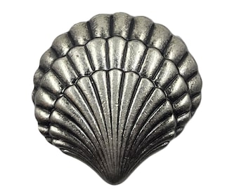 Seashell Cabinet Knob: Silver Finish, Nautical Coastal Decor