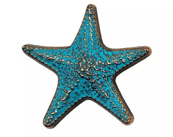 Nautical Starfish Cabinet Knob Drawer Door Pull Ocean Coastal Beach Home Fish Kitchen Hardware Copper Patina Finish