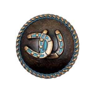 Horseshoe Cabinet Knob: Copper Turquoise Western Farmhouse Decor