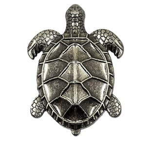 May include: A silver-toned metal turtle figurine with a detailed shell and textured feet.
