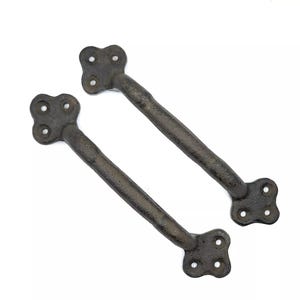 2 Cast Iron Door Handles Rustic Heavy Duty Antique Vintage Style Gate Barn Pull Large