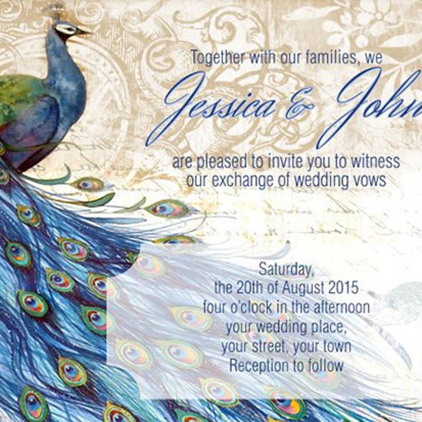 Peacock Invitations Etsy