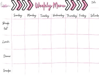 Printable Weekly Meal Planner & Shopping List, Instant Download, Template, A4, 11x8.5