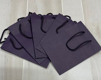 50 Pack -  6.25"x3.5"x8.5" Eggplant Gift Bags/Purple Heavy-Weight Paper