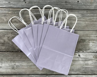 50 Pack Lavender Gift Bags 8"x4"x10"/Wedding Welcome Bags/ Light Purple Gift Bags