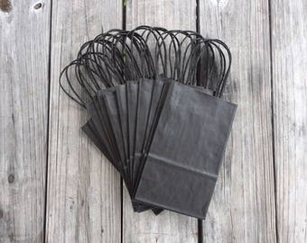 20 Pack Black Kraft Gift Bags with Handle 5.5x3.25x8