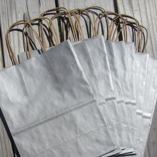 50 Metallic Silver Gift Bags With Etsy