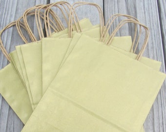 50 Pack- Metallic Gold Gift Bags with Handles-Wedding Guest Welcome Bags- 8'x4"x10"