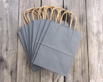 20 Pack Gray Gift Bags/Wedding Welcome Bags/Charcoal Gray Gift Bags/Grey Gift Bags/8"x4"x10"