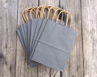 20 Pack Gray Wedding Welcome Bags / Charcoal Gift Bags 8"x4"x10"