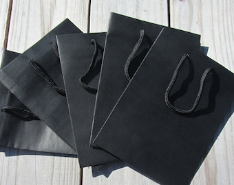 50 Pack -  6.25"x3.5"x8.5" Black Gift Bags Heavy-Weight Paper