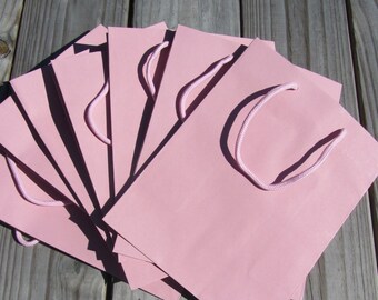 50 Pack -8"x4"x10" Light Pink Gift Bags with Rope Handle Heavy-Weight Paper
