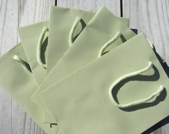 50 Pack - 6.25"x3.5"x8.5" Celery Green Gift Bags Heavy-Weight Paper