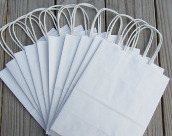 250 Pack - White Kraft Paper Handle Bags (8 x 4 x 10) -
