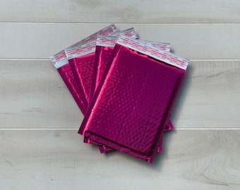 100 Pack  6.5"x9" Metallic Hot Pink Bubble Mailers/Padded Mailers