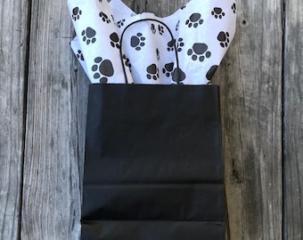 50 Pack Black Gift Bags/Wedding Welcome Bags/8"x4"x10"