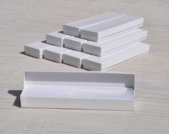 10 White 8x2x1 Gift Jewelry Necklace Bracelet Boxes with Cotton Fill Size 82