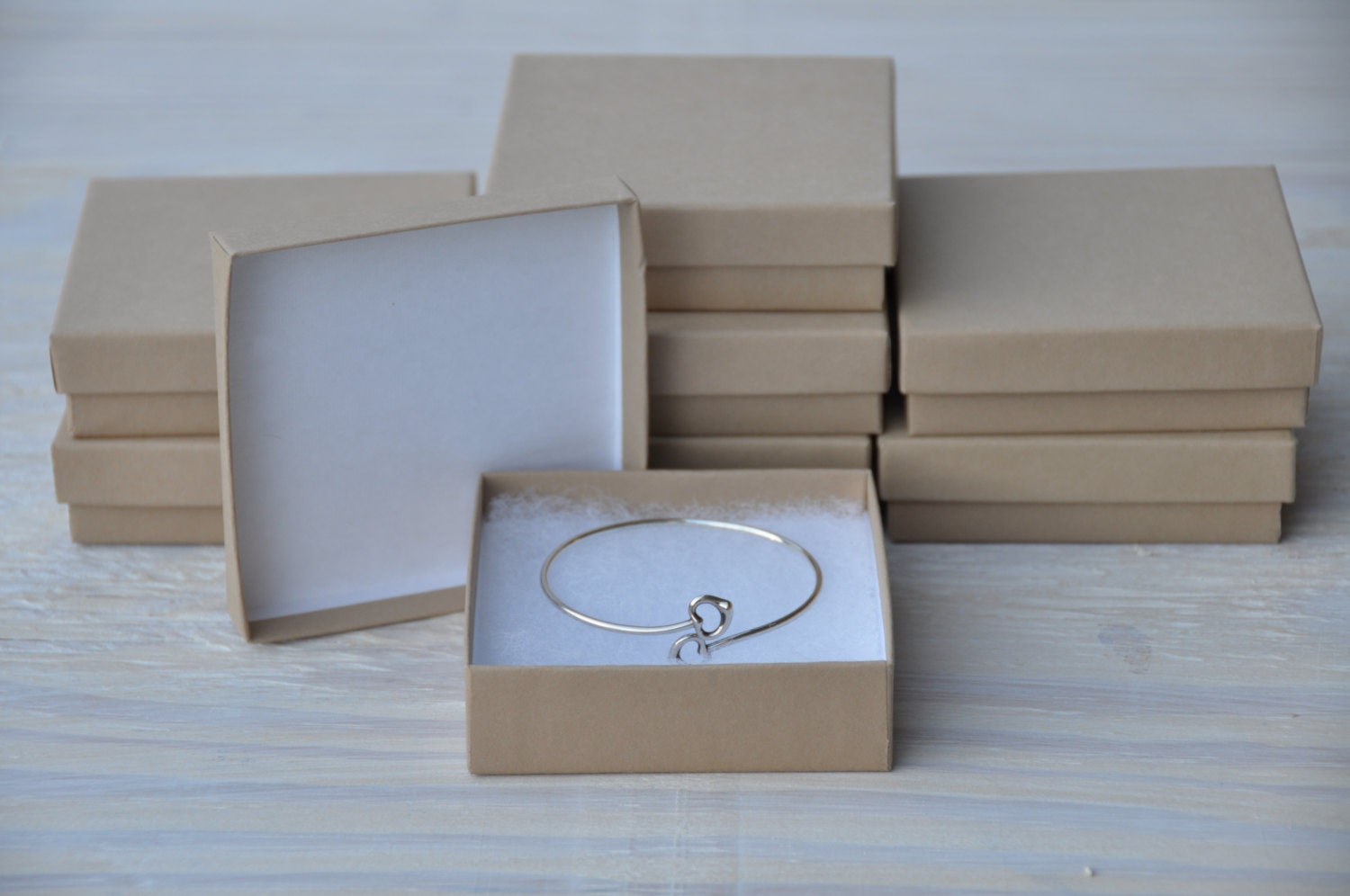 20 Kraft Jewelry Boxes 3.5x3.5x7/8 Square Retail Presentation - Etsy