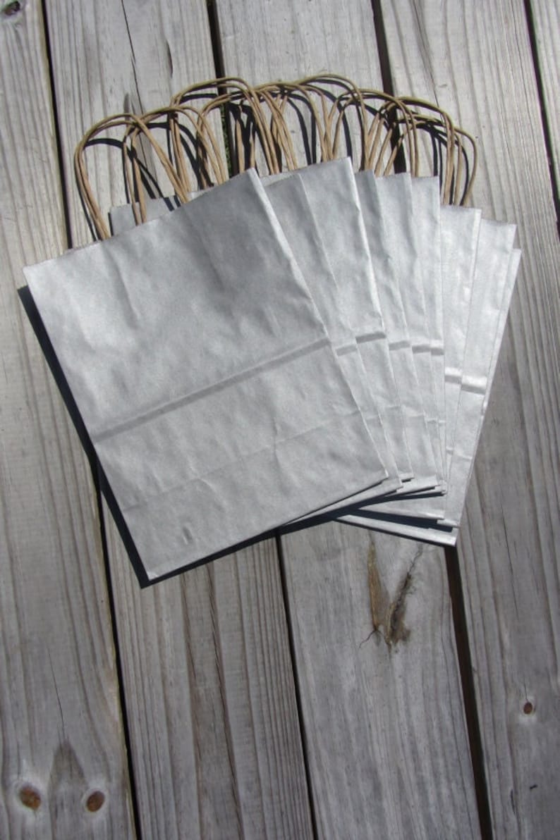 50 Metallic Silver Gift Bags With Etsy