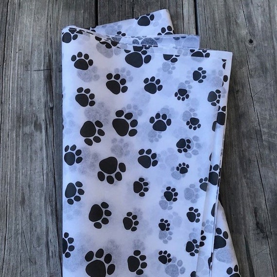 Tissue Paper/25 Sheets/paw Print Tissue Paper 20x30/bulk Tissue Paper/black  and White Paw Print Tissue 