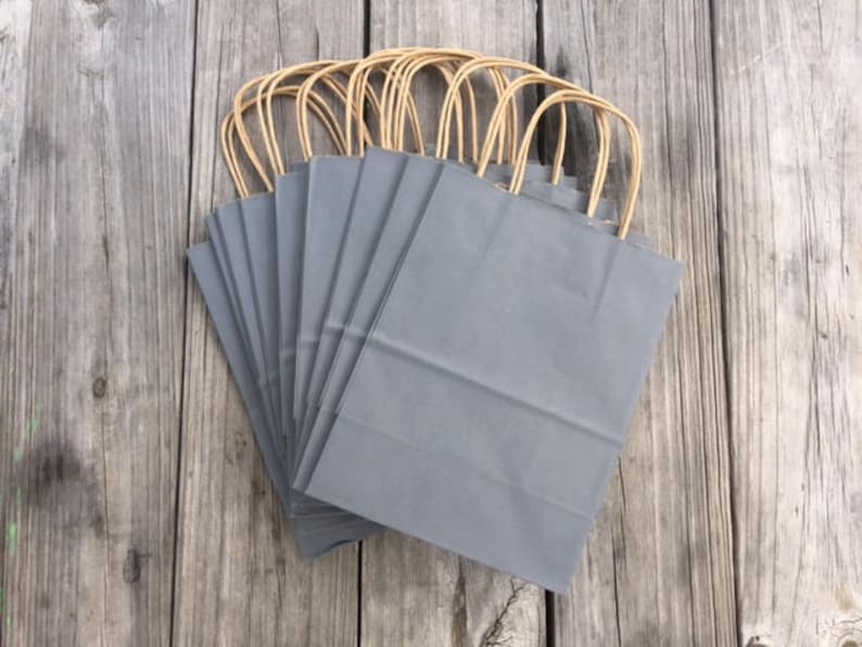 20 Pack Gray Gift Bags/Wedding Bags/Charcoal Gray Gift Etsy