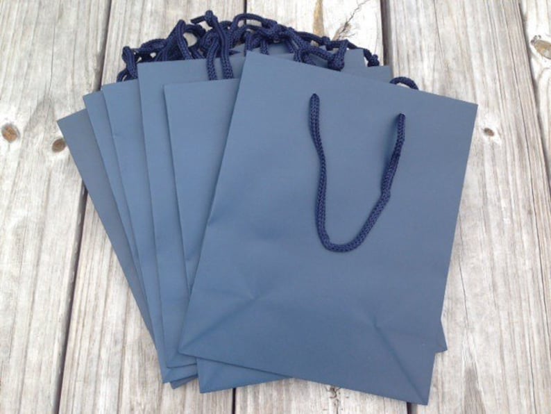 10 Pack 8x4x10' Navy Blue Gift Bags Etsy