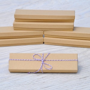 10 Kraft 8x2x1 Gift Jewelry Necklace Bracelet Boxes with Cotton Fill Natural Craft Box Size 82 image 1