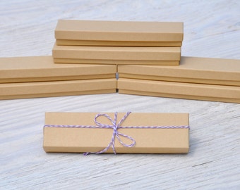 10 Kraft 8x2x1 Gift Jewelry Necklace Bracelet Boxes with Cotton Fill Natural Craft Box Size 82