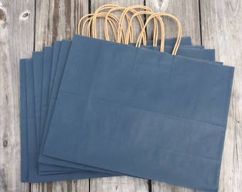 20 Pack- Navy Kraft Shopping Bag 16"x6"x12"/Large Gift Bag