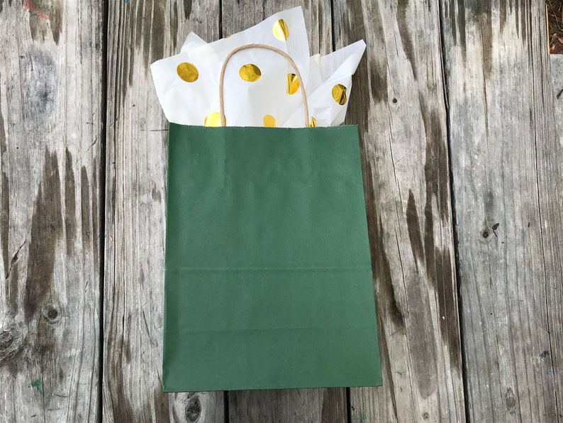 50 Pack Forest Green Gift BagsKelly Green Gift BagsWedding Welcome Bags8x4x10