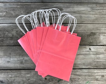 20 Pack Coral Pink Gift Bags 8"x4"x10"/Wedding Welcome Bags/ Island Pink Gift Bags/Pink