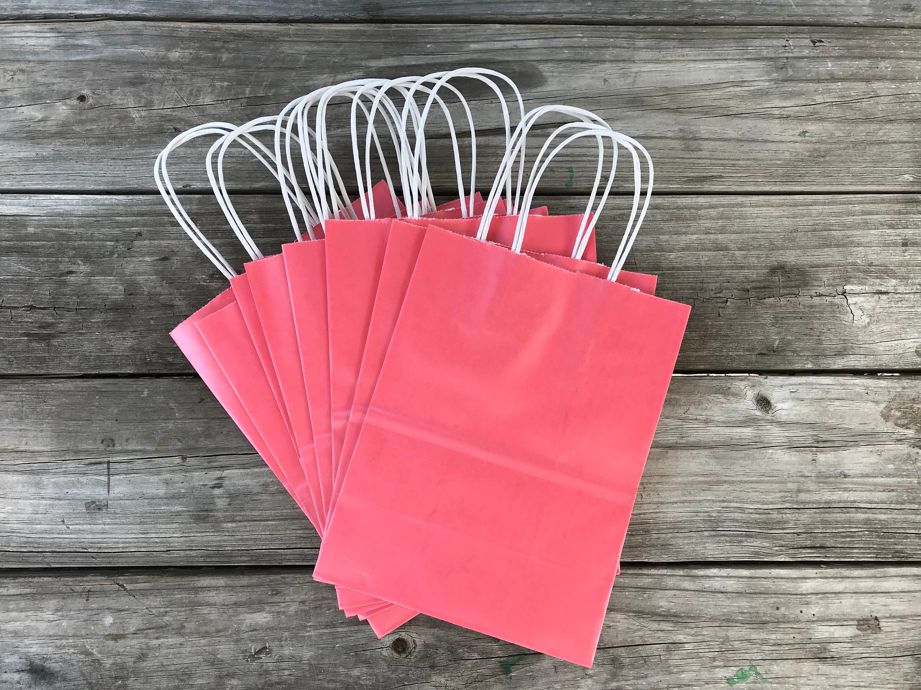 250 Pack Coral Pink Gift Bags 8x4x10/Wedding Etsy